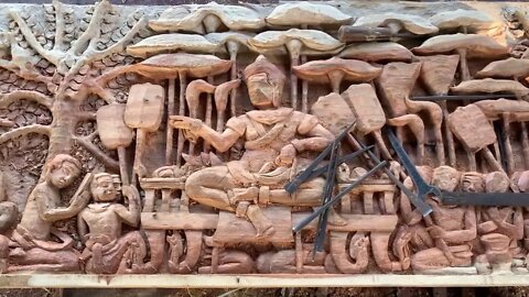 Amazing Woodcarving Old Culture story In the Large wood