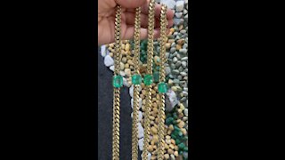 Natural Emerald Miami Cuban link gold necklaces