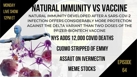 EP64: Natural Immunity vs Vaccine, Assault on Ivermectin, NYS Adds 12K Deaths, NFL Week 1, FedEx Cup