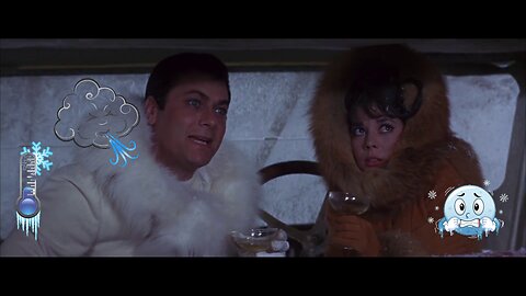 The Great Race (1965), movie episode, Alaska, wind strong chill, snow storm, woman shivering cold