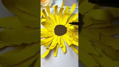 DIY easy sunflower origami drawing, easy sunflower, DIY paper flowers, how to make flowers 简单做向日葵花