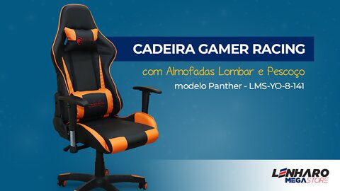 Cadeira Gamer Panther - Lenharo Mega Store - Modelo LMS-BY-8-141 – Laranja