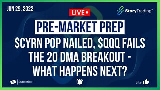 6/29/22 PreMarket Prep: $CYRN Pop Nailed, $QQQ Fails the 20 DMA Breakout - What Happens Next?