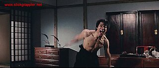 Cross kick Studio Films Bruce Lee vs Suzuki fly kick and nunchucks