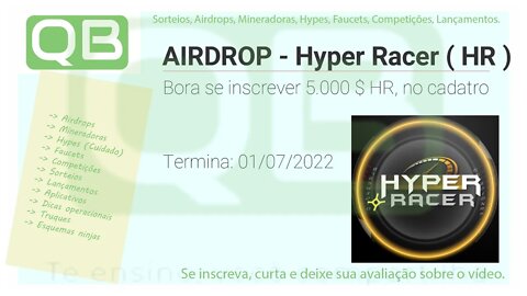 #Airdrop - #Hyper #Racer - Ganhe 5.000 $ HR - 01/07/2022