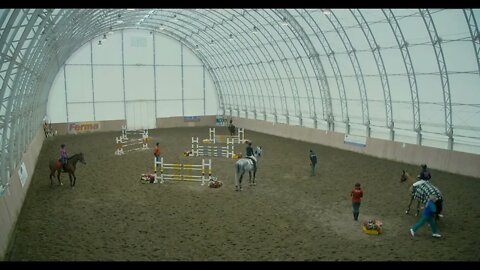 Riding arena with sand