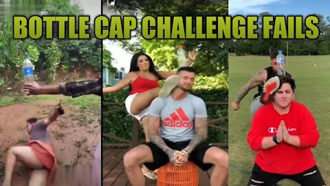 Bottle cap challenge fails-got kick in the head