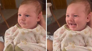 Baby Sweetly Smiles At Dad In Heartwarming Clip