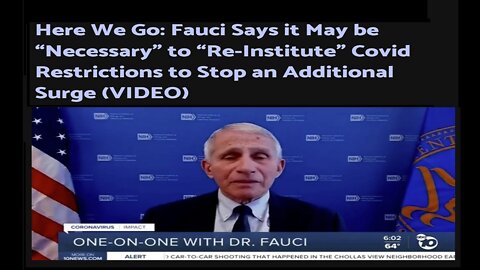 Fauci: It May be “Necessary” to “Re-Institute” Covid Restrictions to Stop Additional Surge
