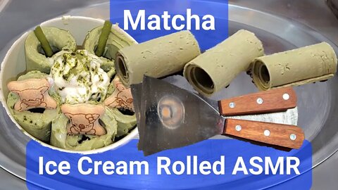 Matcha Tea Ice Cream Rolled ASMR @Let's Make Ice Creams