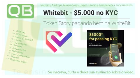 Airdrop - Whitebit - $5.000 para 500 novos inscritos, pagos aleatoriamente, 30/04/2022