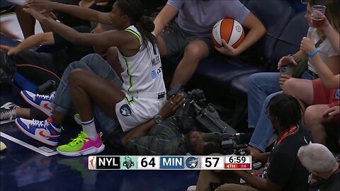 Crowd BOOS Refs After Sabrina Ionescu Knocks Miller Into Camera Man, BREAKING Camera, NO FOUL Called