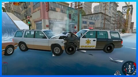 Police chase, randomly crash, Police Car Chase Cop Simulator 2022: BeamNG.Drive #289