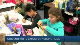 Students Write Cards For Nursing Home