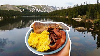 Fried Brook Trout With Farm Fresh Eggs and Bacon! Catch and Cook in the Colorado Wilderness!
