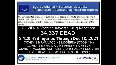 34,337 Deaths 3,120,439 Injuries Following COVID Shots in European Database