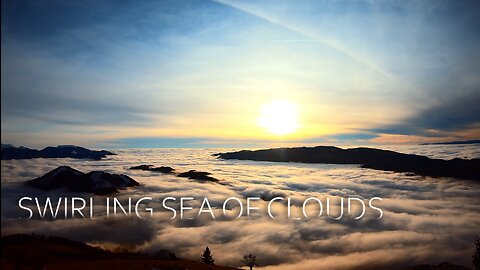 Mountain and hill islands among a swirling sea of clouds - Cerna Mountains, Cozia Mountain top