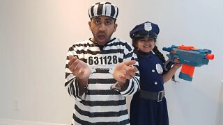 Evana Pretend Play Police and Robber with Nerf | Funny Cop Story for Kids