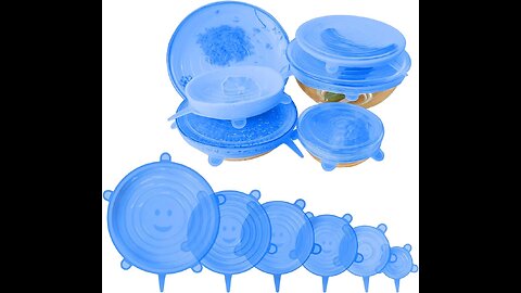 6 Different Sizes Reusable Lids for Cups Bowls, Silicone Stretch Lids Microwave Freezer Can