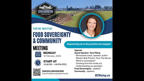 BC Food Sovereignty & Community - Guest Speaker, Tara Pilling - Feb 12, 2024