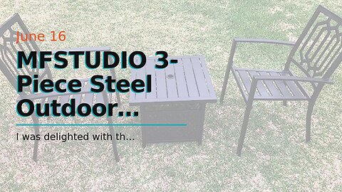 MFSTUDIO 3-Piece Steel Outdoor Bistro Furniture Set,Patio Set with 2 x Dining Chairs and 1 x Sq...