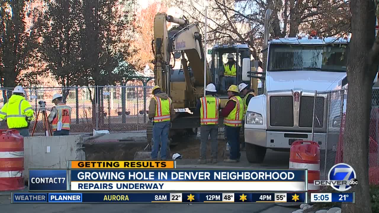 Repairs underway for growing hole in Wash Park area