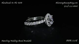 BBR 727E Oval Diamond Halo Engagement Ring By BloomingBeautyRing.com