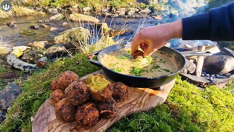 Simple CHICKEN and POTATOES recipe with a huge amount of CHEESE (ASMR, RELAXING SOUNDS,CAMPING)