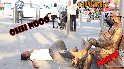 Cowboy_prank in Melbourne and Brisbane . super funny reactions. lelucon statue prank. luco patung