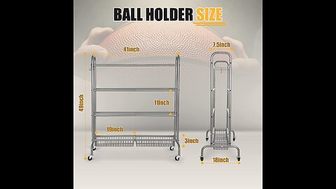 FHXZH Ball Storage Garage, Basketball Racks, Ball Holder, Rolling Sports Equipment Storage Cart...