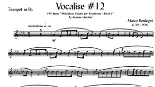 🎺🎺 [TRUMPET VOCALISE ETUDE] Marcos Bordogni Vocalise for Trumpet #12 (Demo Solo and play-along)