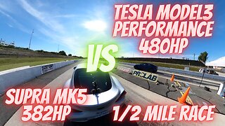 Drag Race Tesla Model 3 Performance VS Supra MK5