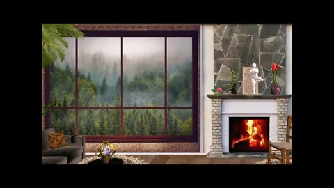 ASMR SOM DE CHUVA PARA DORMIR COM LAREIRA 🌧 Cozy rain with fireplace to sleep - Asmr ambience sound