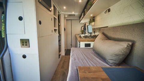 4x4 DIY Stealth Sprinter van with Heated Floors and Bathroom! Vanlife Tour!