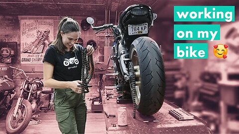 Broken chain, new tires, and our DIY garage! | Motovlog