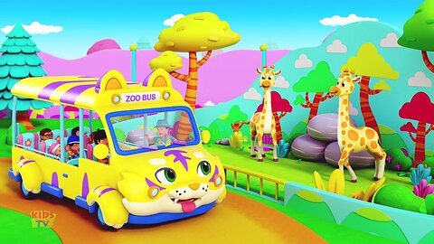 Wheels on the Bus Going to the Zoo - Learn Zoo Animals with Fun Rhyme