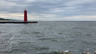 Entrance to the Muskegon Channel from Lake Michigan, Muskegon Michigan