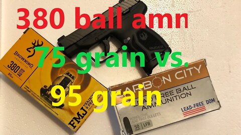 Ruger LCP Max 380 Ballistic Gel Penetration: Carbon City 75 gr Lead Free Ball vs Browning 95 gr FMJ
