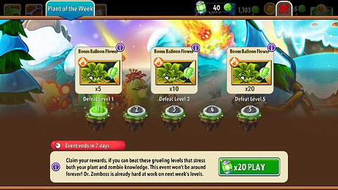 Plants vs Zombies 2 - Plant of the Week - Boom Balloon Flower - January 2024