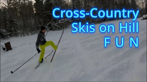 Trying Cross Country Skis on Hill | Winter Fun