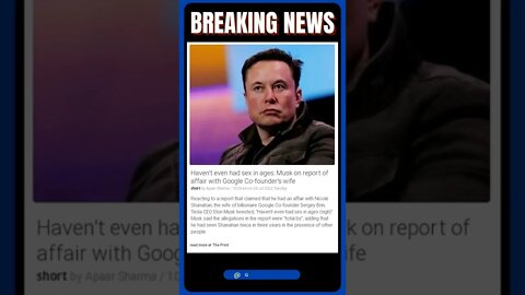 Haven't even had sex in ages: Musk on report of affair with Google Co-founder's wife #shorts #news