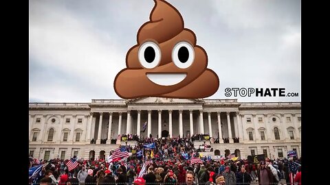 the US Capitol with a poo emoji instead of the dome