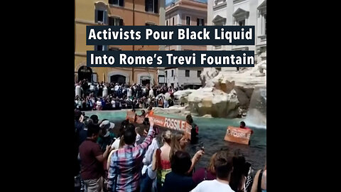 Environmental activists from 'Ultima Generazione' (Last Generation) poured a black liquid