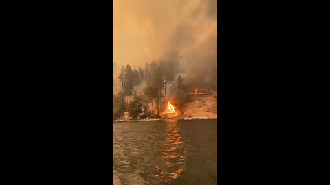 Canada BC fires blaze devastation views from the lake?