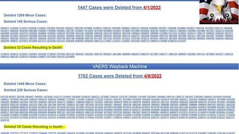 ~ VAERS REPORTS ARE BEING DELETED AT STAGGERING AMOUNTS! ~