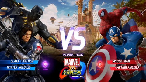 Pantera Negra & Soldado Invernal VS Homem-Aranha & Capitão América Marvel vs capcom Infinite