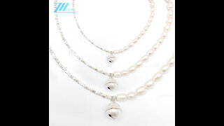 925 Silver pearl jewelry set necklace and bracelet Christmas Gift Birthday Gift for Mom07