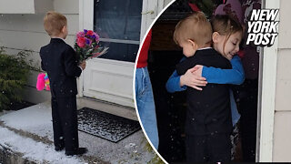 5-year-old Romeo surprises Valentine with flowers and a unicorn