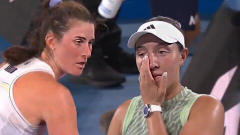 Jessica Pegula crying after winning against Rebecca Marino
