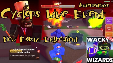 AndersonPlays Roblox Wacky Wizards | BOSS 🔥 - Cyclops Live Event - New Robux Ingredient